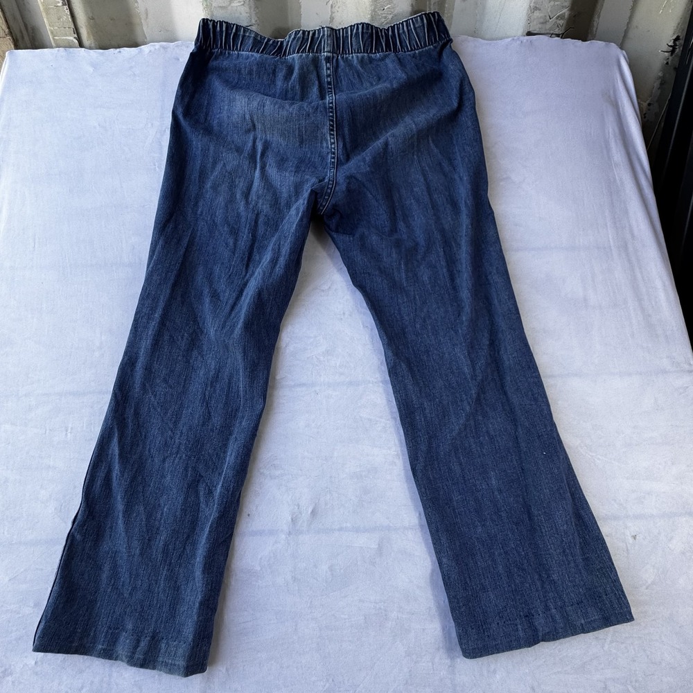 Soft Surroundings Pull On Jeans Womens Petite Large Blue Denim Elastic Waisted